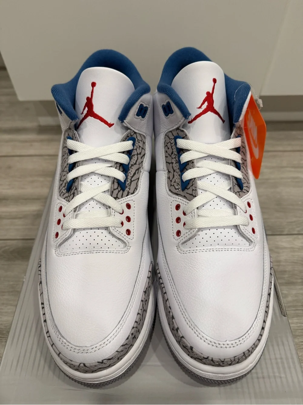 2026 Air Jordan 3 Retro True Blue IF4396-104 White Fire Red True Blue Sz 12 NEW